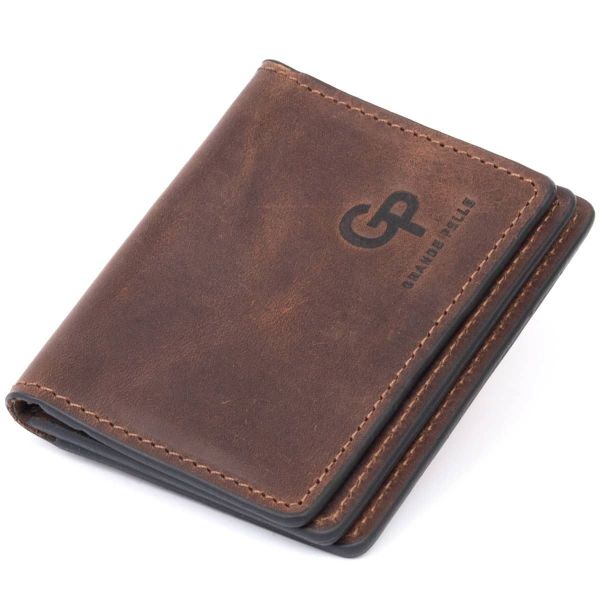 Візитниця з обкладинкою для ID-паспорта з натуральної шкіри Grande Pelle 11292 коричнева