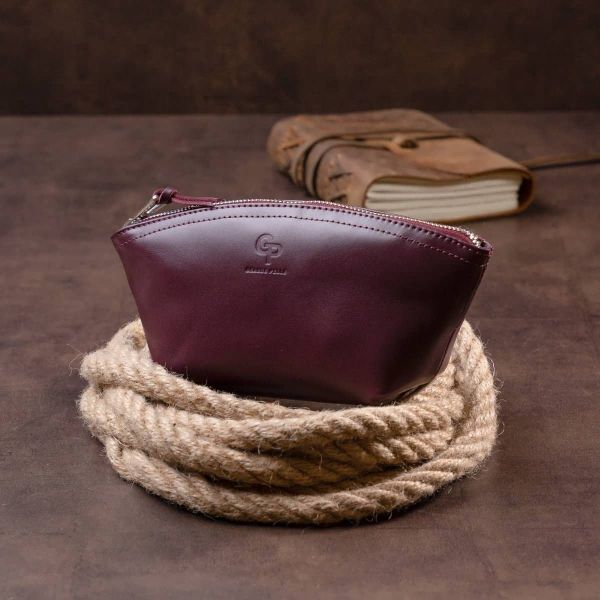 Женская косметичка из кожи Amelin Grande Pelle 11300 сливовая
