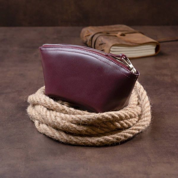 Женская косметичка из кожи Amelin Grande Pelle 11300 сливовая