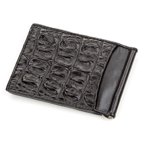 Затискачач з натуральної шкіри крокодила чорний CROCODILE LEATHER 18169
