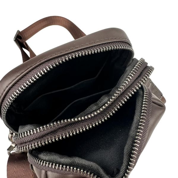 Шкіряна маленька сумка через плече Tiding Bag 1631A коричнева
