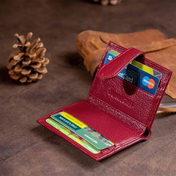 Кошелек-визитница на ботинке с кнопкой женский ST Leather 19231 бордовый