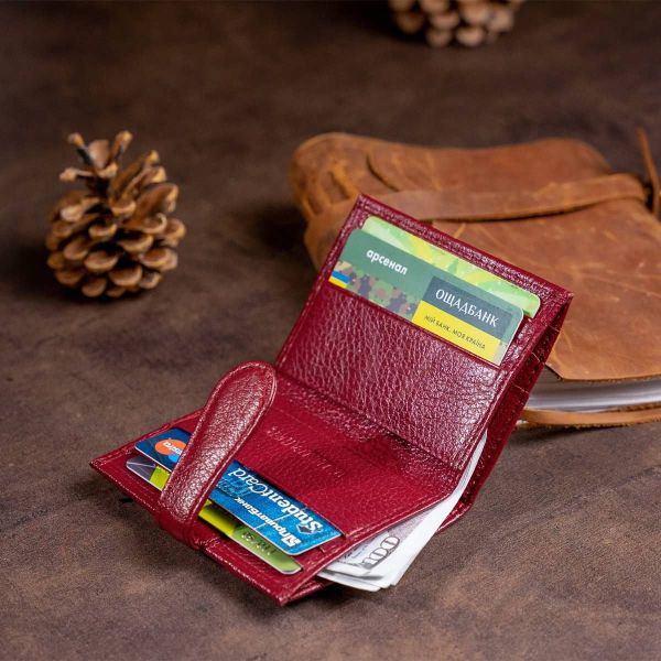 Кошелек-визитница на ботинке с кнопкой женский ST Leather 19231 бордовый