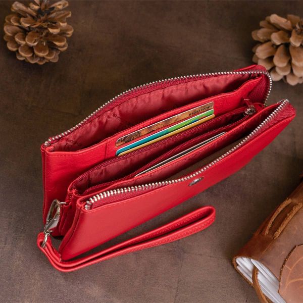 Вместительный клатч из двух частей женский ST Leather 19251 красный