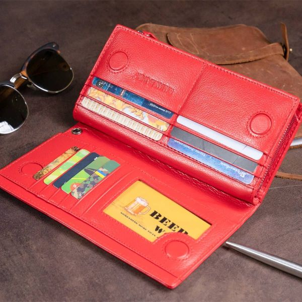 Вертикальный кошелек кожаный женский ST Leather 19275 красный