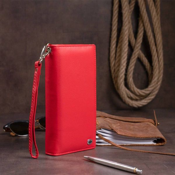 Вертикальный кошелек кожаный женский ST Leather 19275 красный