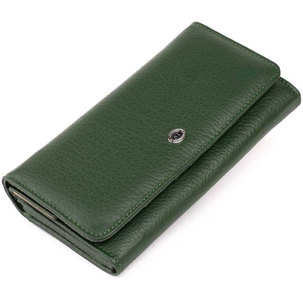 Кошелек кожаный в два сборки женский ST Leather 19286 зеленый