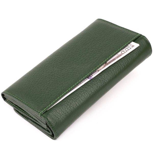 Кошелек кожаный в два сборки женский ST Leather 19286 зеленый