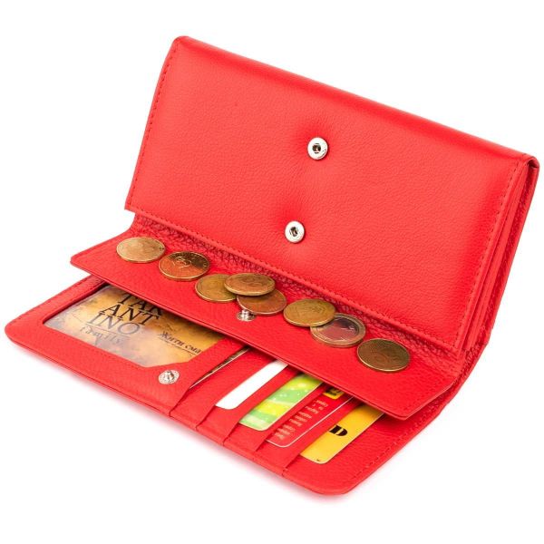 Кошелек кожаный в два сборки женский ST Leather 19287 красный