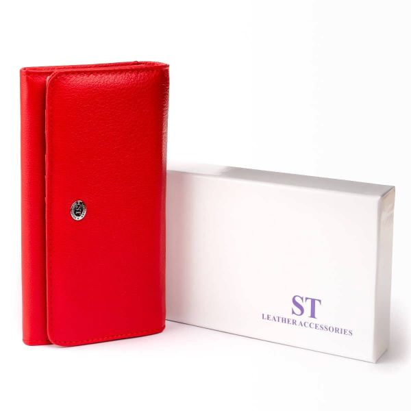 Кошелек кожаный в два сборки женский ST Leather 19287 красный