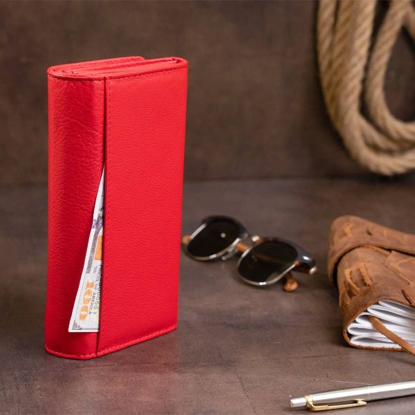 Кошелек кожаный в два сборки женский ST Leather 19287 красный