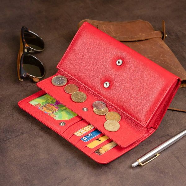 Гаманець шкіряний у два складання жіночий ST Leather 19287 червоний