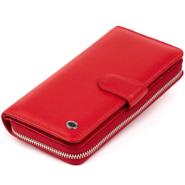 Вертикальный вместительный кошелек из кожи женский ST Leather 19306 красный