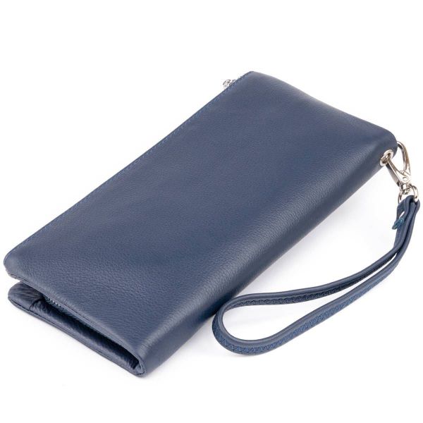 Кошелек-клатч из кожи с карманом для мобильного ST Leather 19309 темно-синий