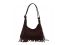 Містка замшева сумка з бахромою Lilly P2-9352DB темно коричнева