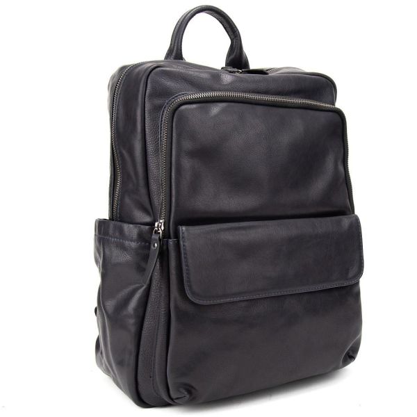 Чоловічий шкіряний рюкзак темно-синій Tiding Bag 2086BL темно синій