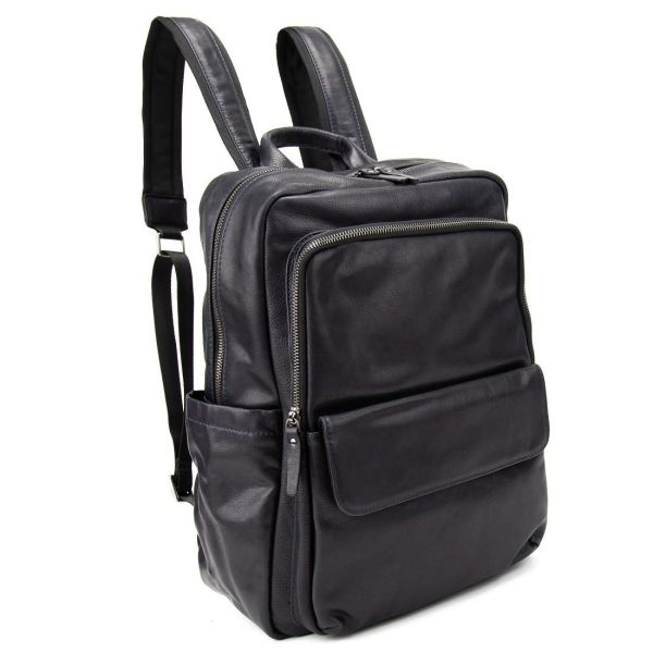Чоловічий шкіряний рюкзак темно-синій Tiding Bag 2086BL темно синій