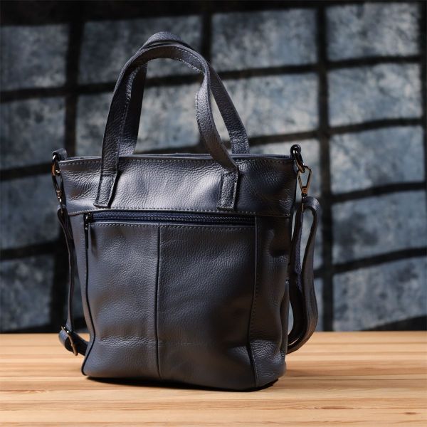 Красива сумка жіноча з натуральної шкіри Vintage 22995 синя