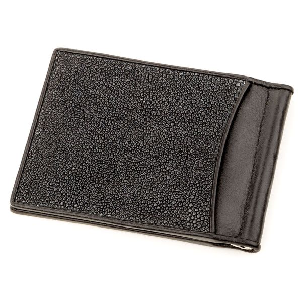 Затискач для грошей з натуральної шкіри морського ската чорний STINGRAY LEATHER 18293