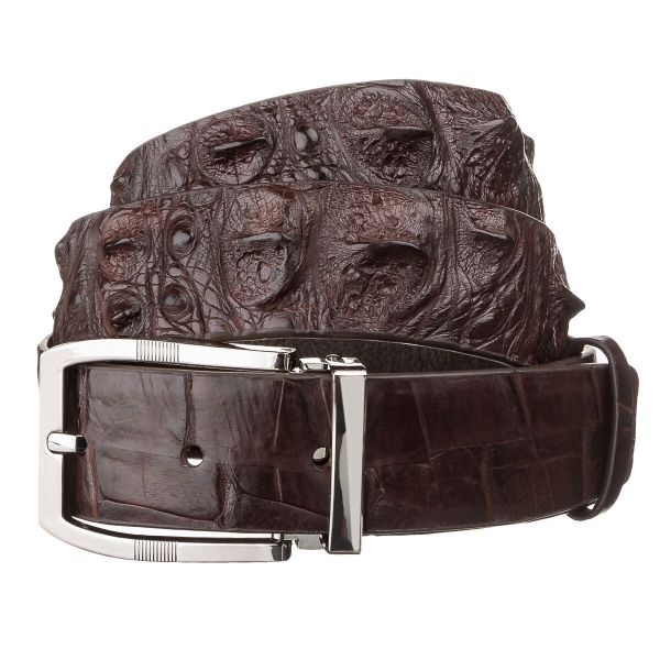 Ремінь чоловічий з натуральної шкіри крокодила коричневий CROCODILE LEATHER 18178