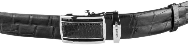 Ремінь-автомат з натуральної шкіри крокодила чорний CROCODILE LEATHER 18239