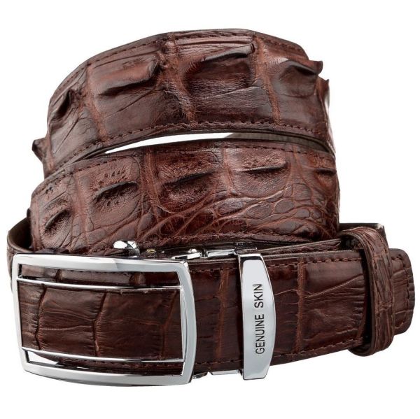 Ремінь-автомат з натуральної шкіри крокодила (каймана) коричневий CROCODILE LEATHER 18235