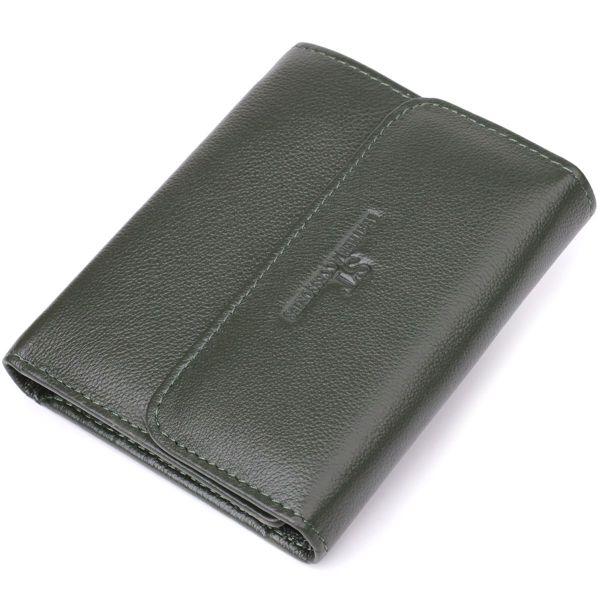Стильний гаманець середнього розміру із натуральної шкіри ST Leather 23075 зелений
