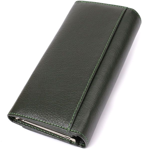 Стильний гаманець у два складення з натуральної шкіри ST Leather 23066 зелений