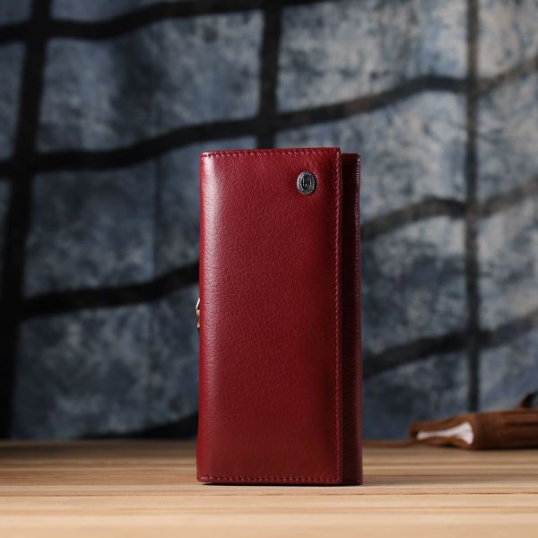 Елегантний гаманець для жінок з монетницею із натуральної шкіри ST Leather 23107 бордовий