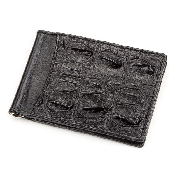 Затискачач з натуральної шкіри крокодила чорний CROCODILE LEATHER 18169