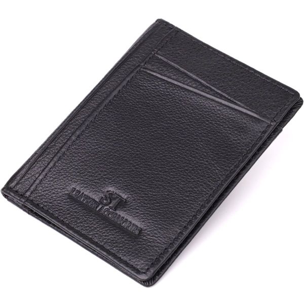 Чоловічий гаманець для карток із натуральної шкіри ST Leather 23091 чорний