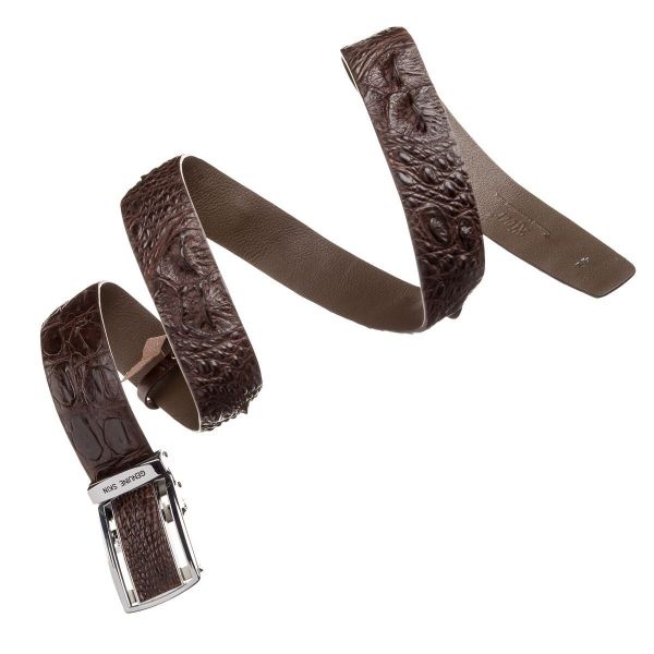 Ремінь-автомат з натуральної шкіри крокодила коричневий CROCODILE LEATHER 18240
