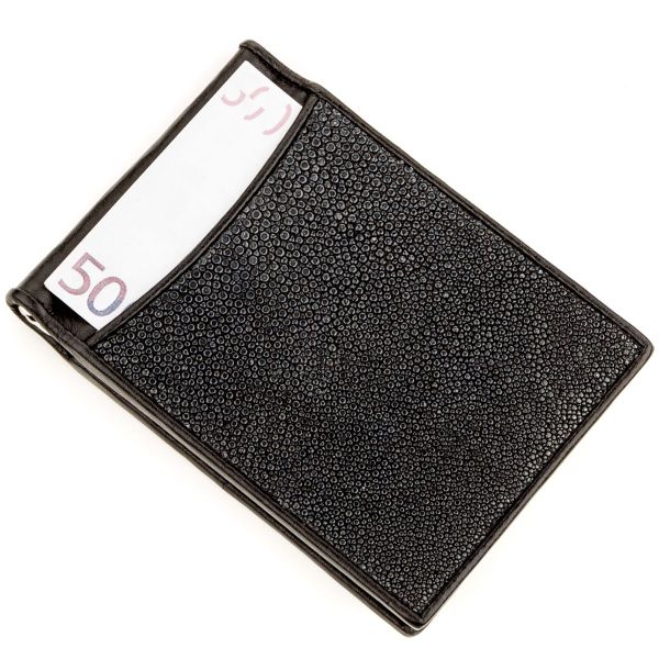Затискач для грошей з натуральної шкіри морського ската чорний STINGRAY LEATHER 18293