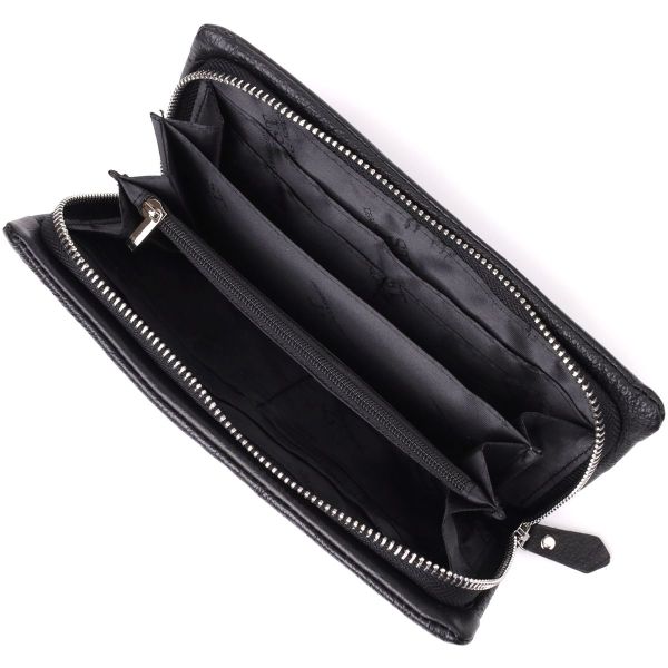 Жіночий шкіряний гаманець-клатч із відділенням під телефон ST Leather 23101 чорний