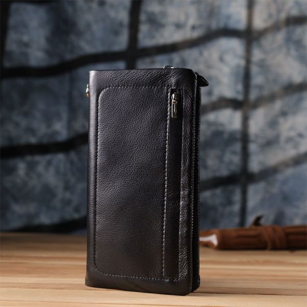 Жіночий шкіряний гаманець-клатч із відділенням під телефон ST Leather 23101 чорний