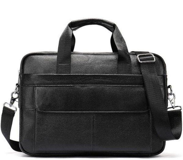Шкіряна чоловіча сумка для ноутбука і документів чорна Tiding Bag 143412