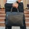 Шкіряна чоловіча сумка для документів та ноутбука чорна Tiding Bag  NV23712