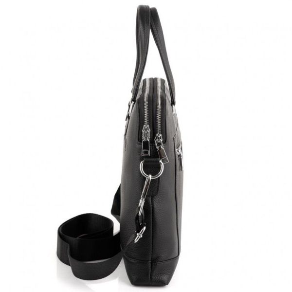 Шкіряна чоловіча ділова сумка-портфель чорна Tiding Bag 30987