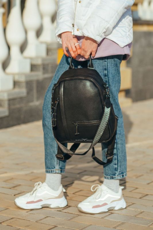 Жіночий шкіряний рюкзак міський чорний 73590 Tiding Bag