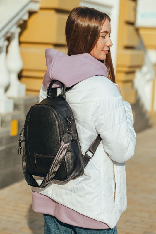 Жіночий шкіряний рюкзак міський чорний 73590 Tiding Bag
