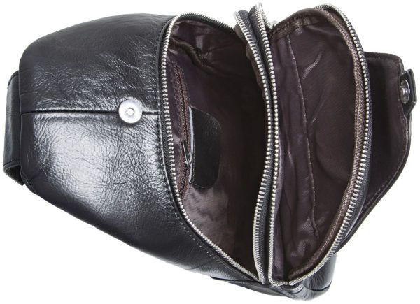 Чоловіча містка бананка 18х32х7 шкіряна для прогулянок Tiding Bag 7579 чорна