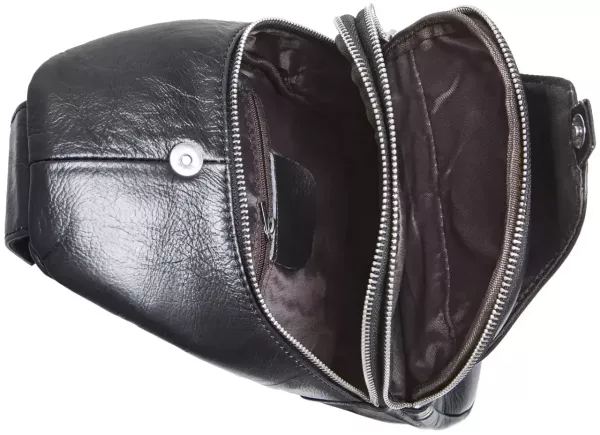 Чоловіча нагрудна сумка бананка зі шкіри на плечі 31х17х9 Tiding Bag 79906 чорна