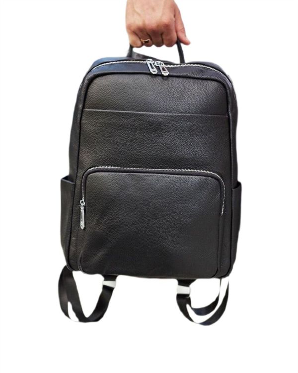 Чоловічий шкіряний рюкзак для ноутбука і подорожей чорний Tiding Bag 59331