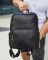 Чоловічий шкіряний рюкзак для ноутбука і подорожей чорний Tiding Bag 59331