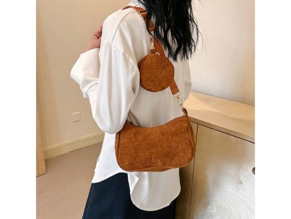 Вельветова сумка через плече з гаманцем Lilly P4-9620C коричнева