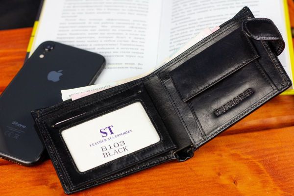 Стильне шкіряне портмоне ST Leather В 103 чорне