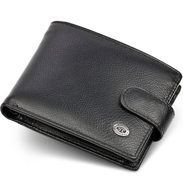 Класичне чоловіче портмоне з натуральної шкіри ST Leather ST102 чорне
