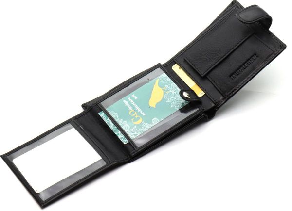 Класичне чоловіче портмоне з натуральної шкіри ST Leather ST102 чорне