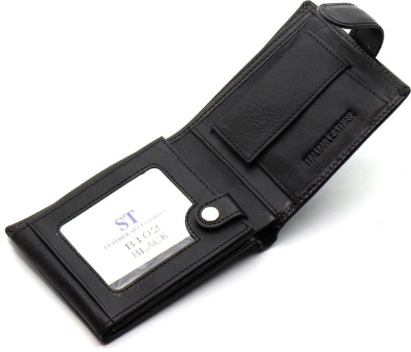 Класичне чоловіче портмоне з натуральної шкіри ST Leather ST102 чорне