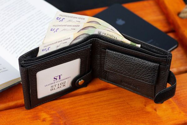 Класичне чоловіче портмоне з натуральної шкіри ST Leather ST102 чорне